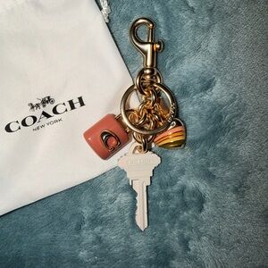 Coach Gold and Pink Charm Keychain
